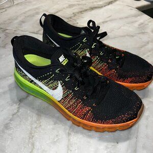 Nike Flyknit Air Max Sneakers Rare Black/Atomic Orange/Volt Men’s - Size 12